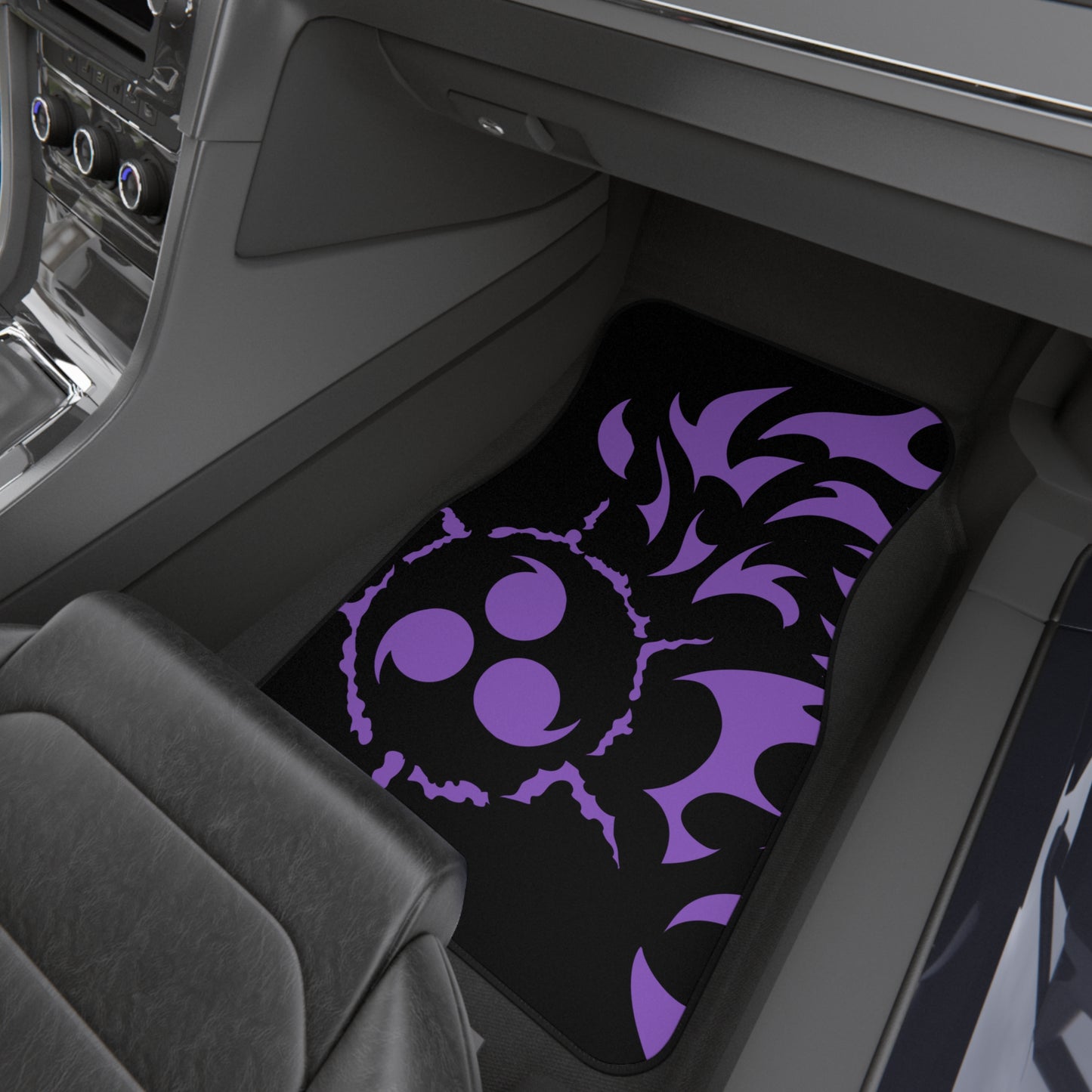 Anime Car Carpet Mat 2pcs Set Black CursedMark