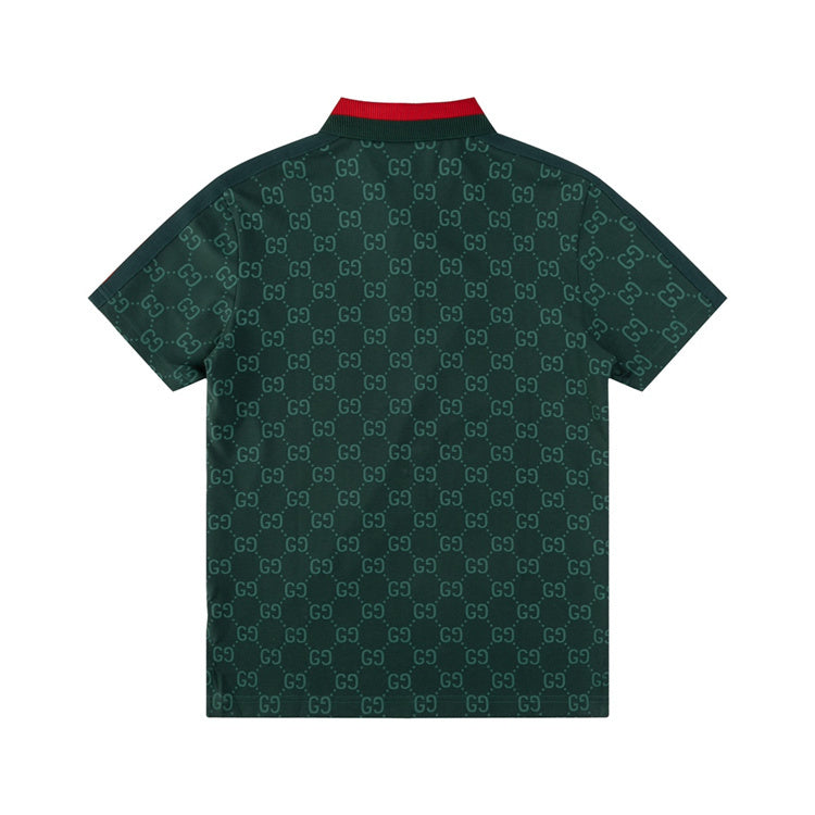 Green w/ Red Striped GG Design Polo Shirt