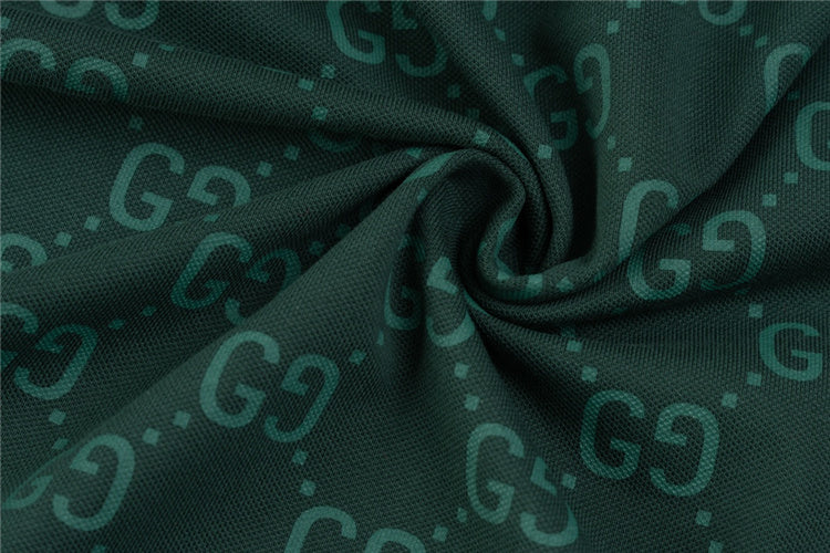 Green w/ Red Striped GG Design Polo Shirt