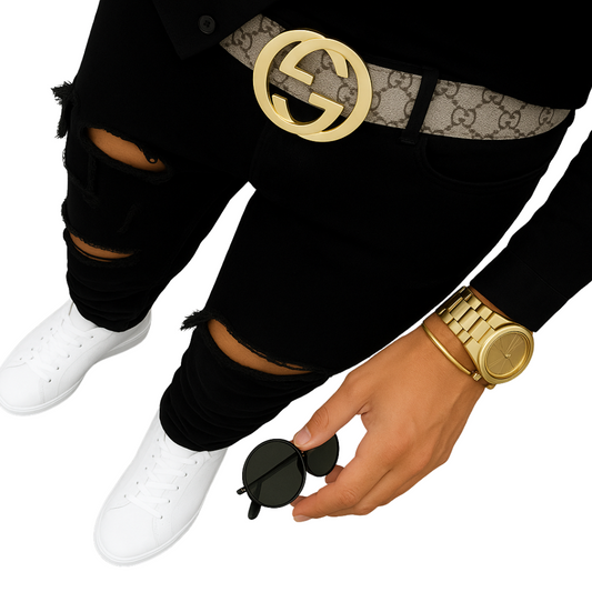 GG with Gold buckle design Belt