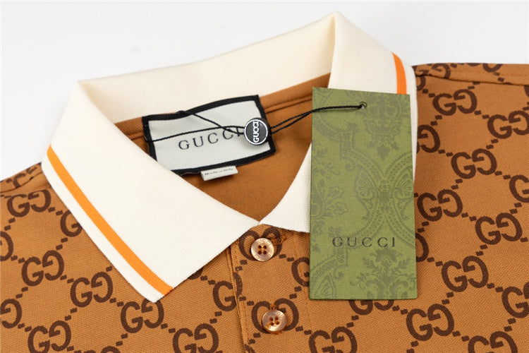 Brown GG Design Polo Shirt