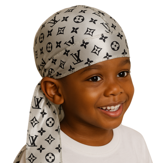White LLV Durag for kids