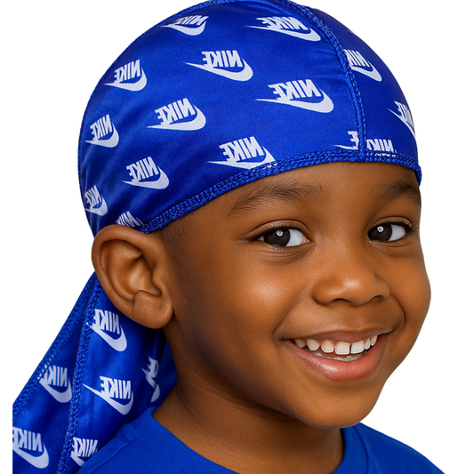 Blue Checked it Durag for kids