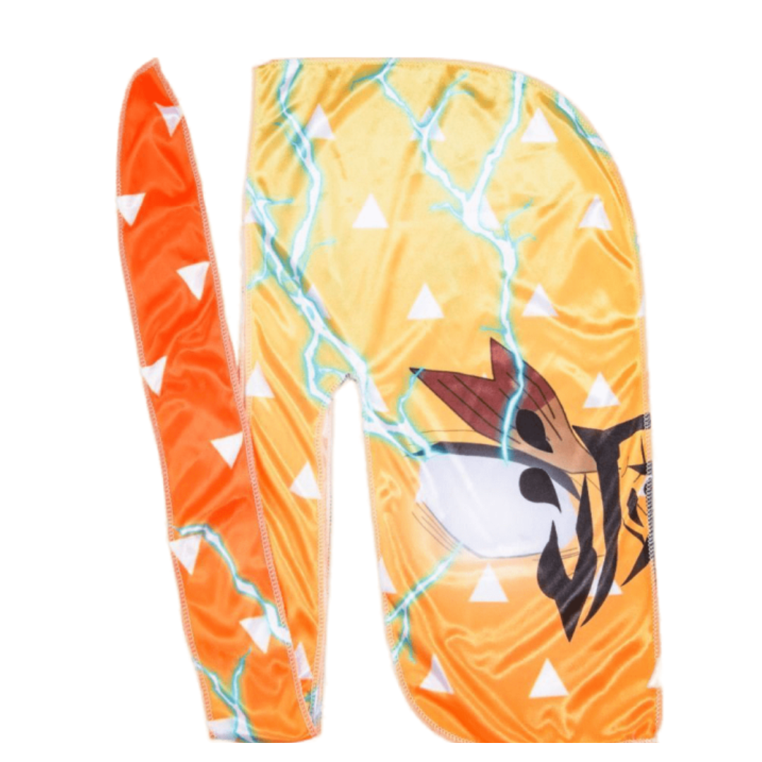 Thunderzen - Silky Crown Durag with vibrant anime design, silky satin fabric, and protective moisture sealing for hair.