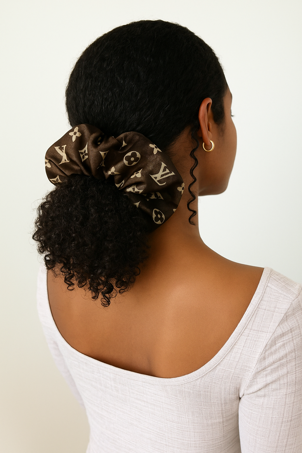 Dark Brown Design Scrunchies