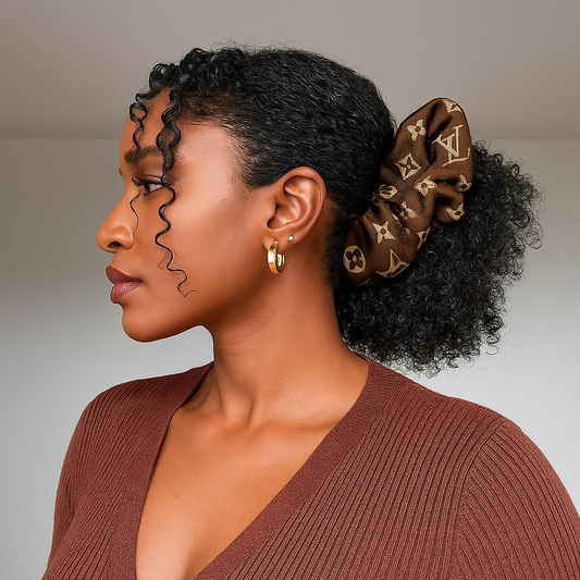 Dark Brown Design Scrunchies