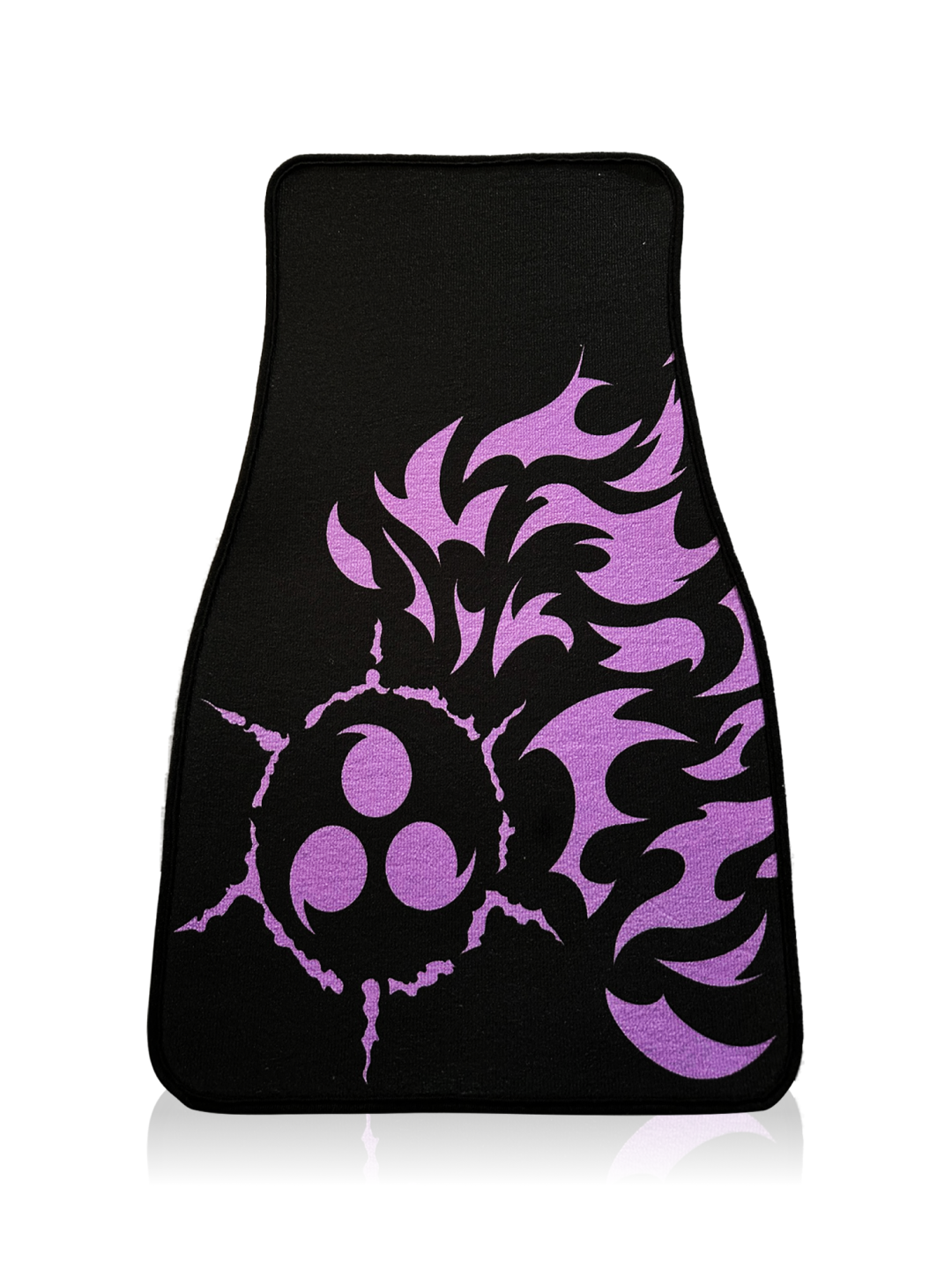 Anime Car Carpet Mat 1pc - Black Cursed Mark featuring a purple flame design on durable black material.
