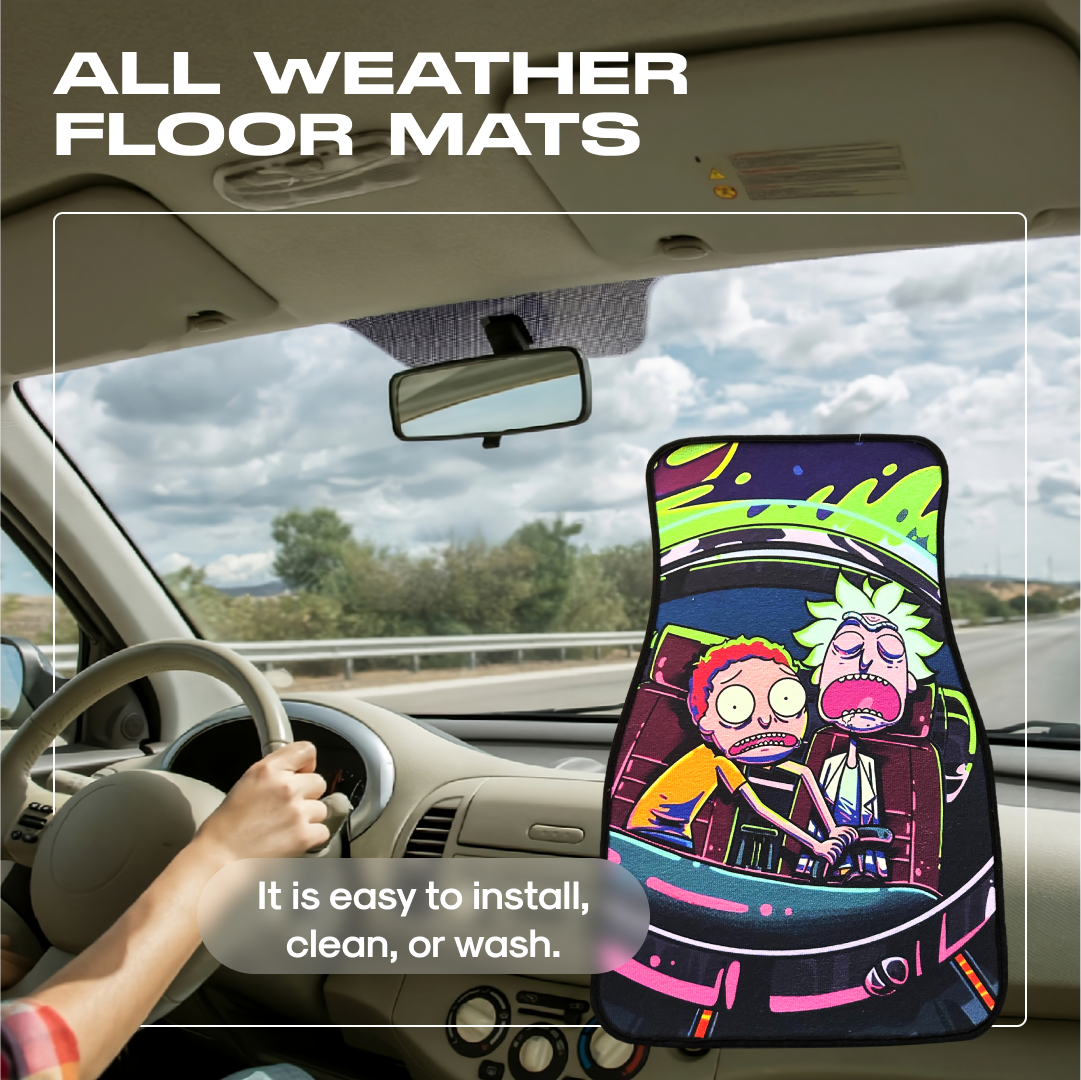 Anime Car Carpet Mat 2pcs Set Pink Rick