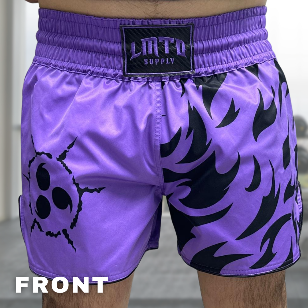 Purple Cursed M Anime Muay Thai Boxing Shorts