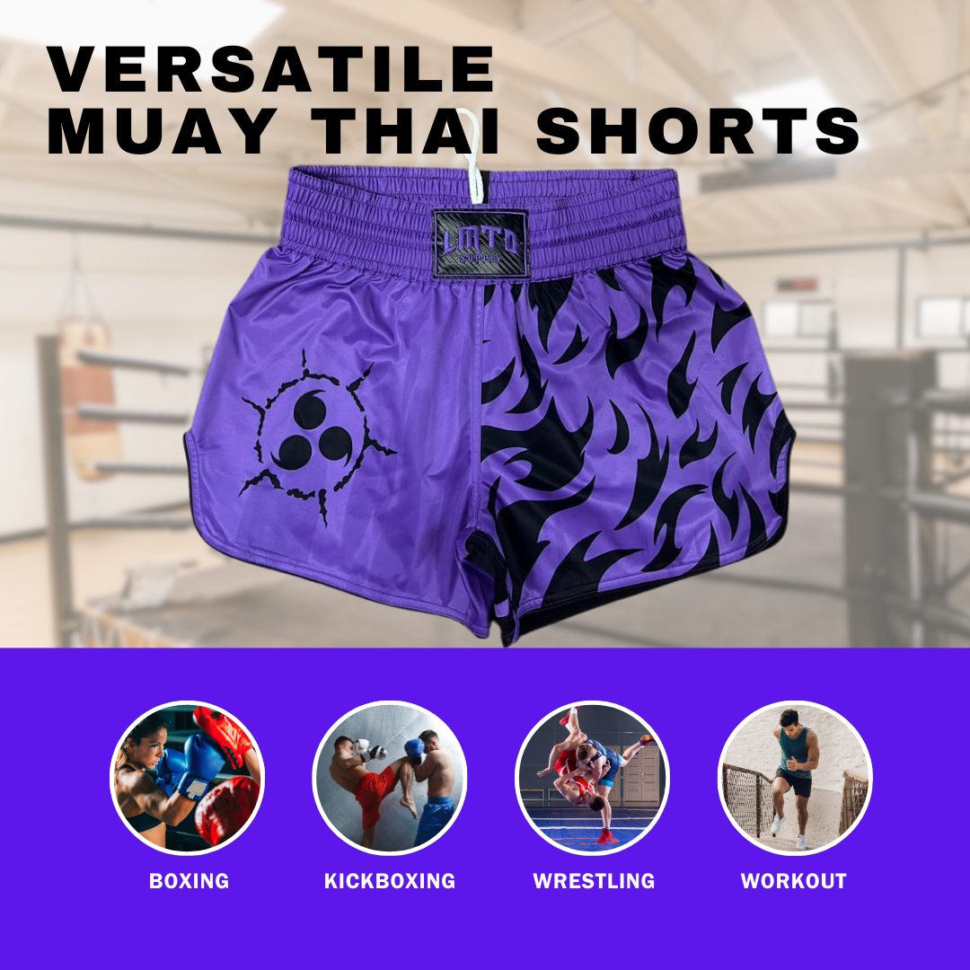 Purple Cursed M Anime Muay Thai Boxing Shorts