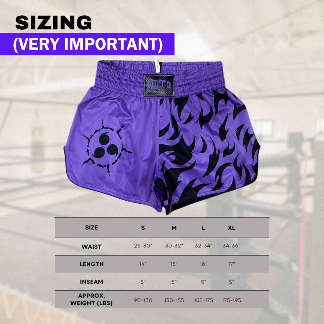 Purple Cursed M Anime Muay Thai Boxing Shorts